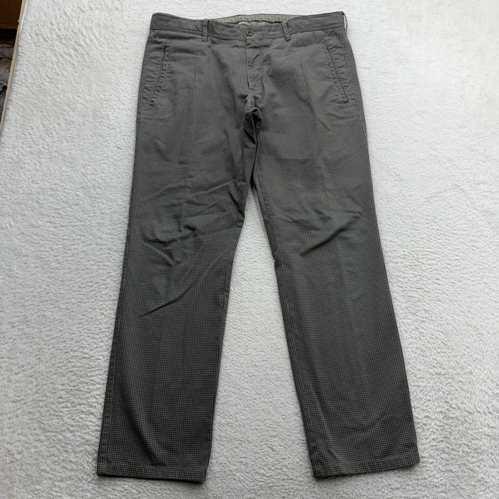 Bugatchi Mens Grey‎ Micro Check Straight Leg Chino Pants 36 GX6002P20X